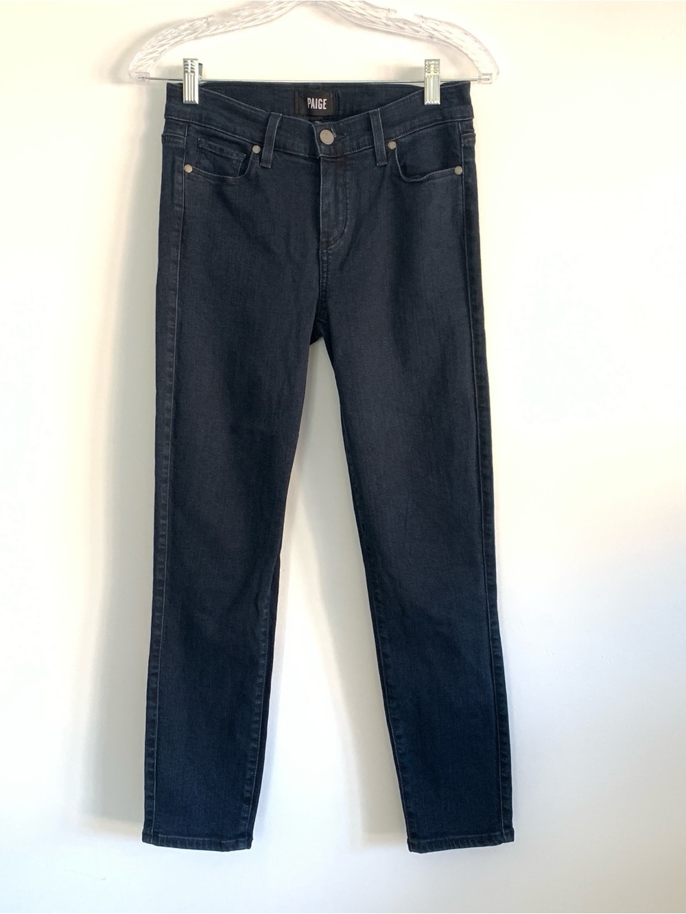 PAIGE Verdugo Crop Skinny Jeans Clive Dark Blue Stretch Denim Ankle Cropped